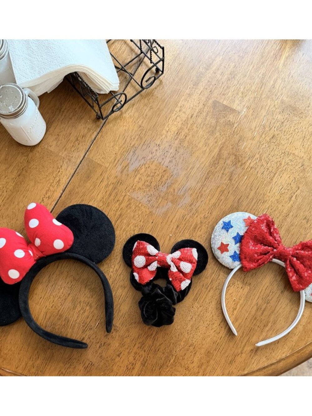 Disney Minnie Mouse Ears Bundle of 3 | Polka Dot, Patriotic Sequin & Scrunchie